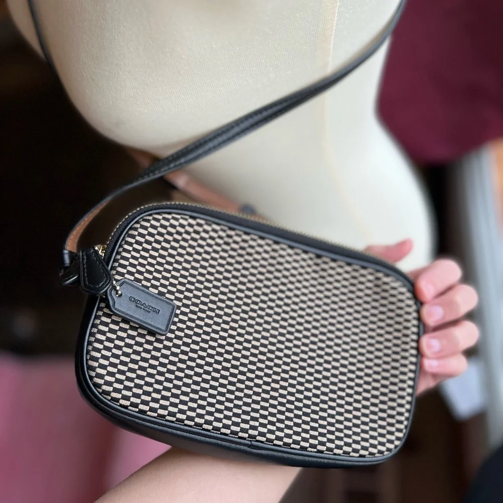Coach Checkered Black and White Crossbody Bag - Picture 7 of 9